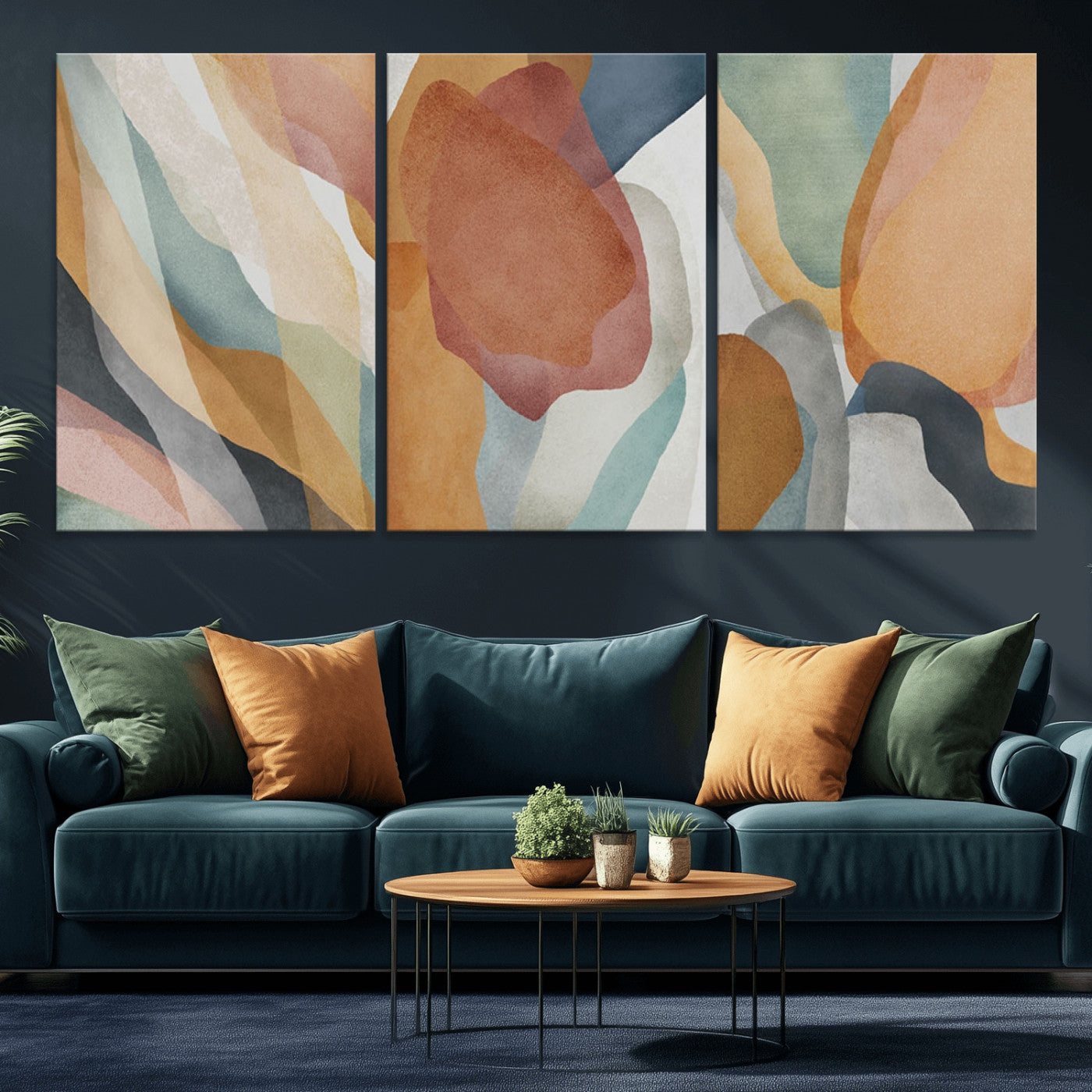 MGV-CV-60X30-3P - Boho Wall Art Canvas Print Set, Watercolor Boho Wall Art Canvas