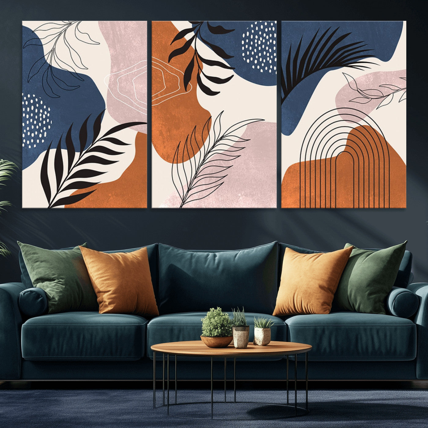 MGV-CV-60X30-3P - Boho Wall Art Canvas Print Set Mid-Century Prints Bohemian Wall Artwork Prints Boho Neutral,