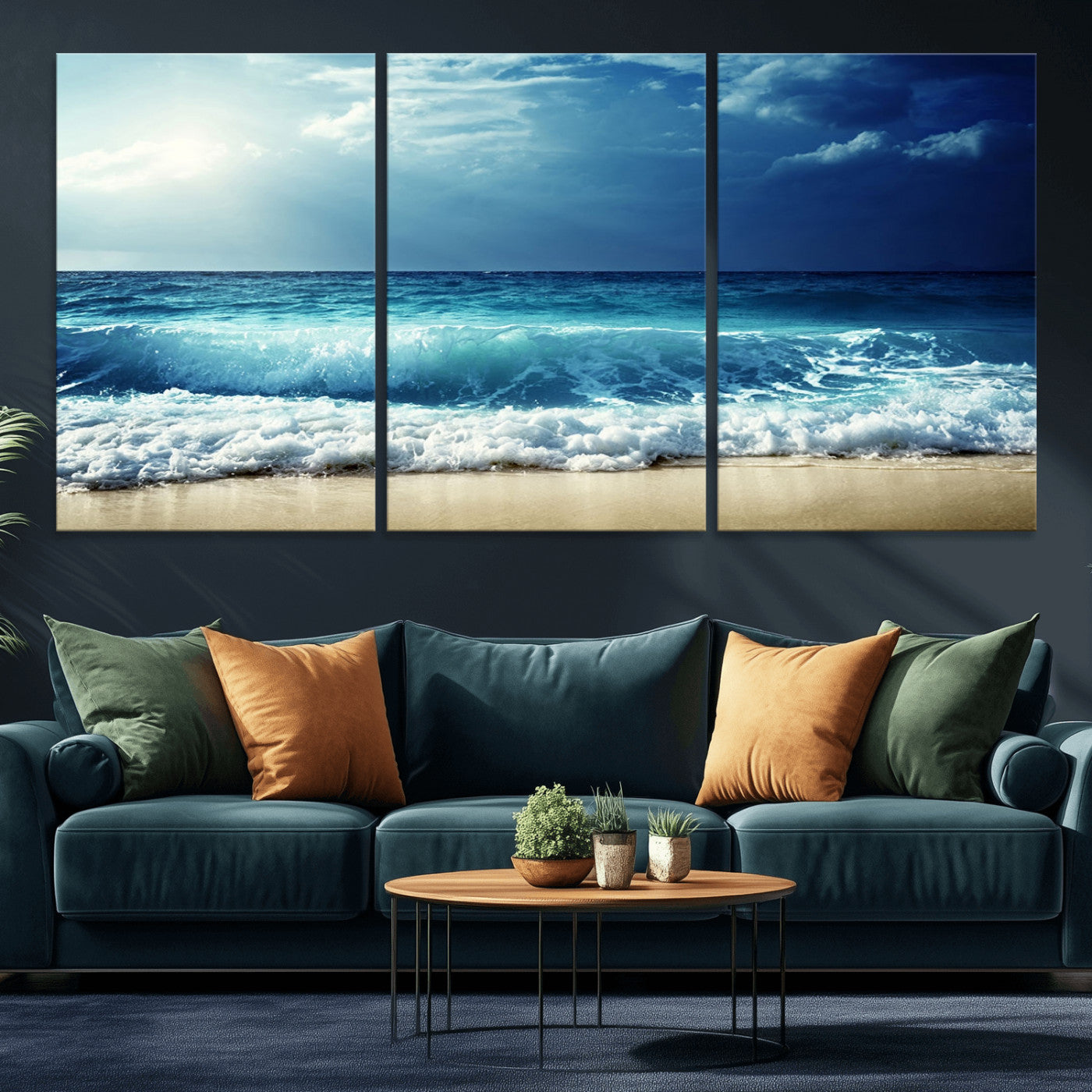 MGV-CV-60X30-3P - Majestic Ocean Wave Wall Art Canvas | 3 Panel Large Seascape Print for Living Room, Bedroom, Office Decor, Ready to Hang