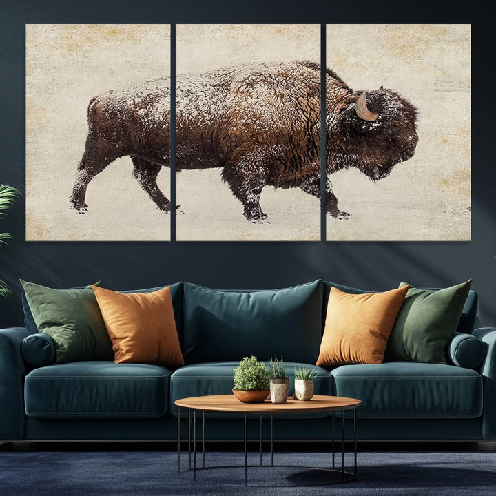 Buffalo Wall Art above a sideboard.