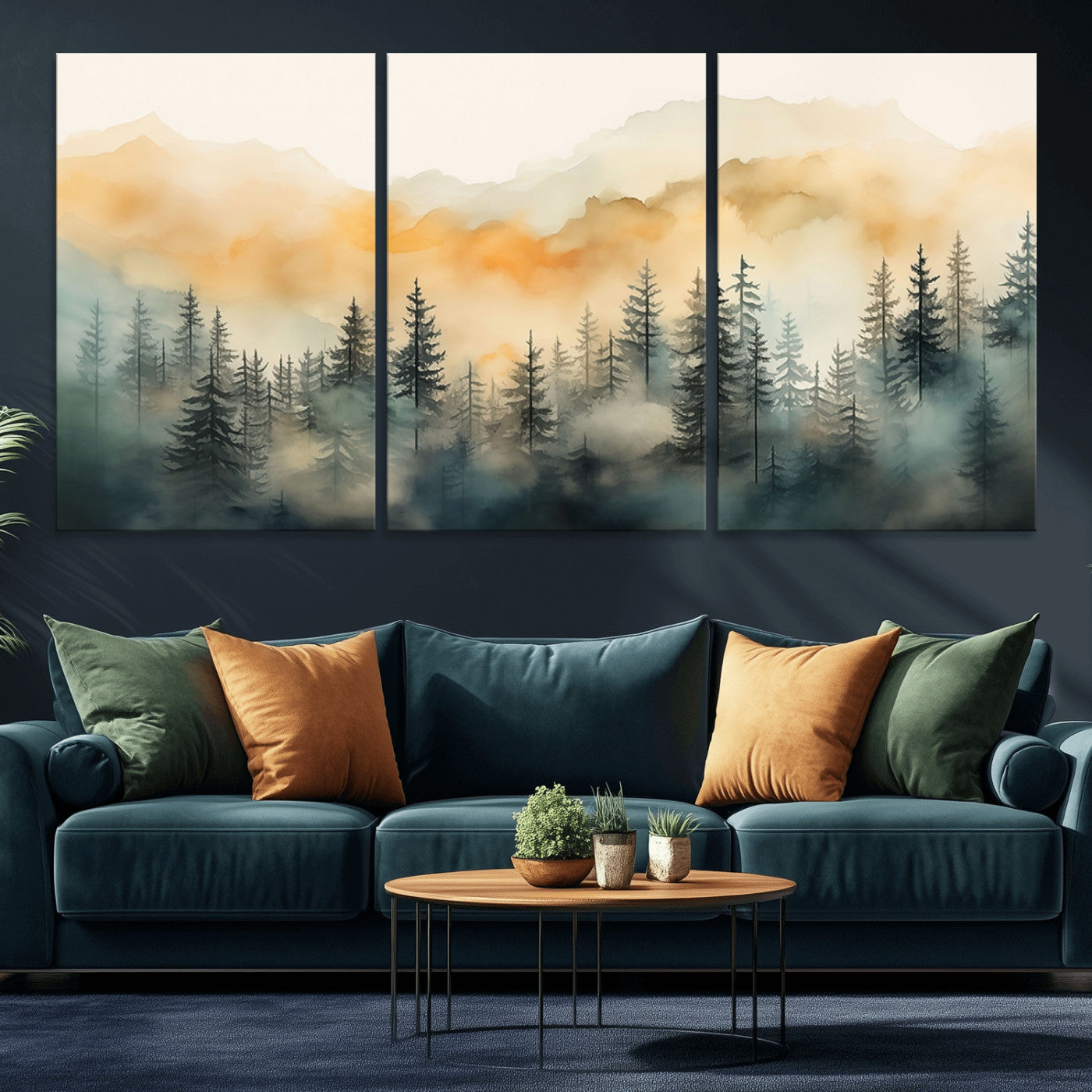 34155-MGV-CV-36X24-Abstract Forest Print - Mountain Wall Art | Autumn Landscape Canvas Print for Living Room, Bedroom, or Office | Large Wall Art Decor