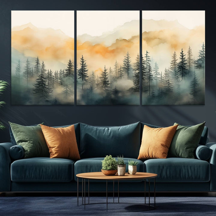 Abstract Forest Print - Mountain Wall Art showcasing a captivating design.