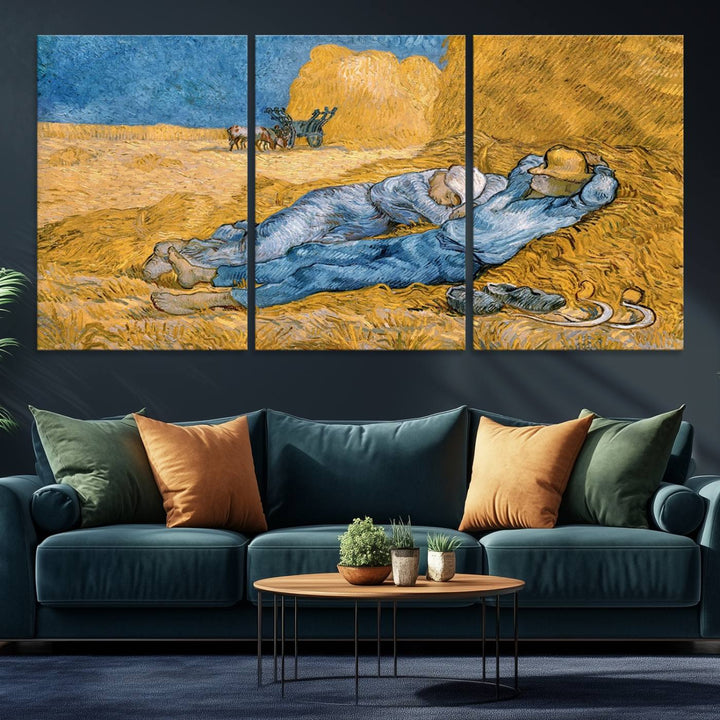 A Vincent Van Gogh Nature canvas print depicting resting farmers.