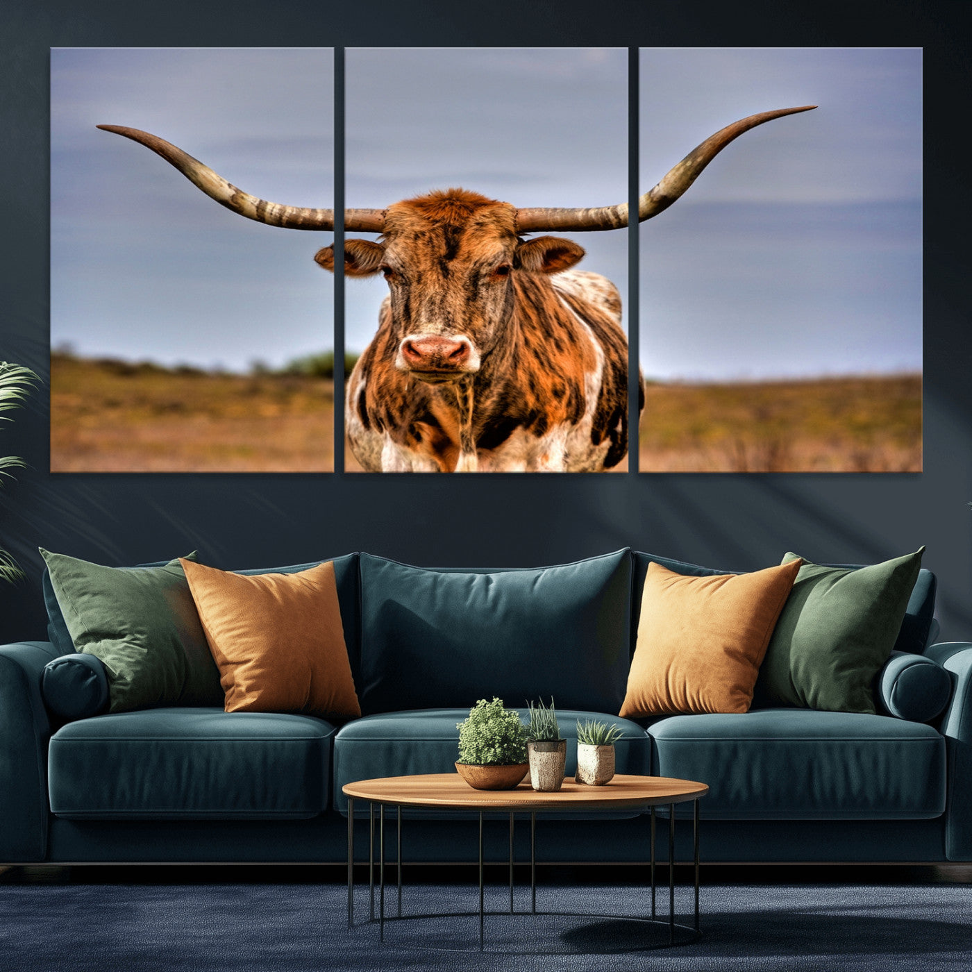 MGV-CV-60X30-3P - Texas Longhorn Wall Art Print