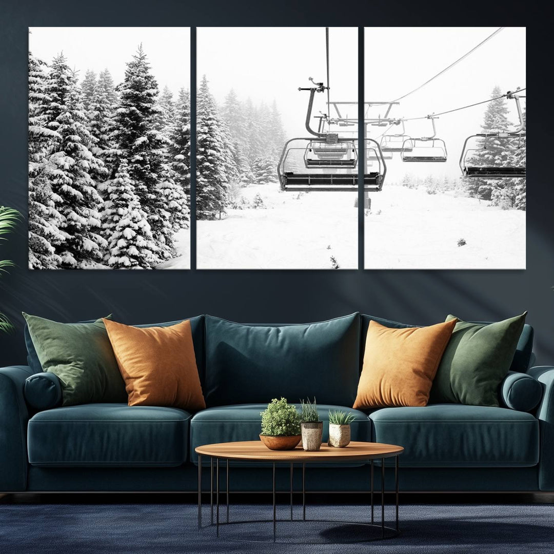 The winter decor features a Ski Lift Wall Art Canvas Print.