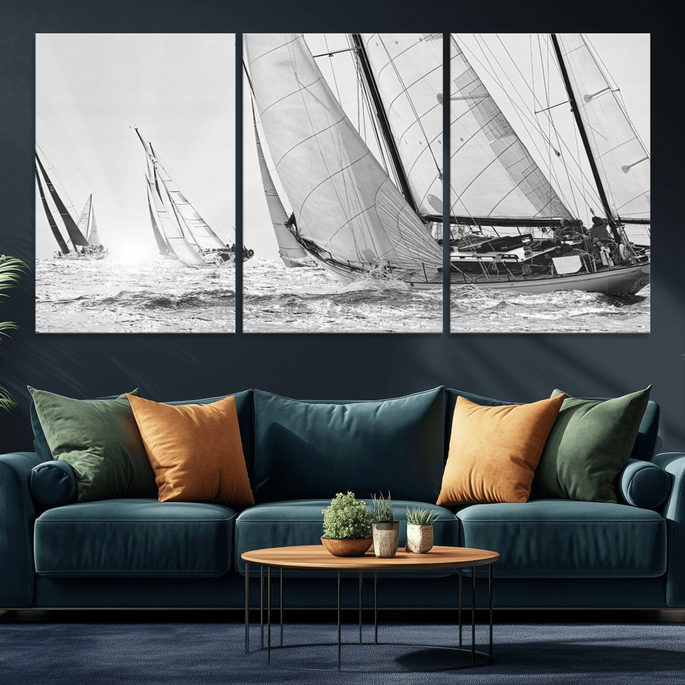 MGV-CV-60X30-3P - Yacht Sailboat Regatta Canvas Wall Art Canvas Print