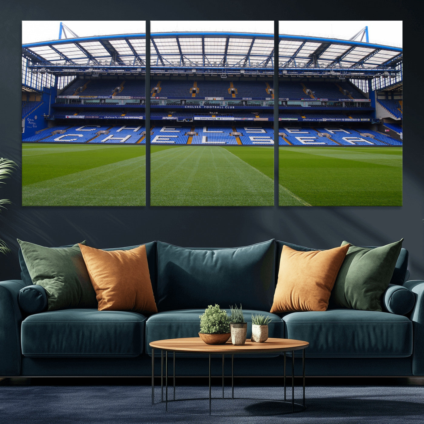 MGV-CV-60X30-3P - Chelsea FC Soccer Team Print - Stamford Bridge Stadium Wall Art Canvas Print