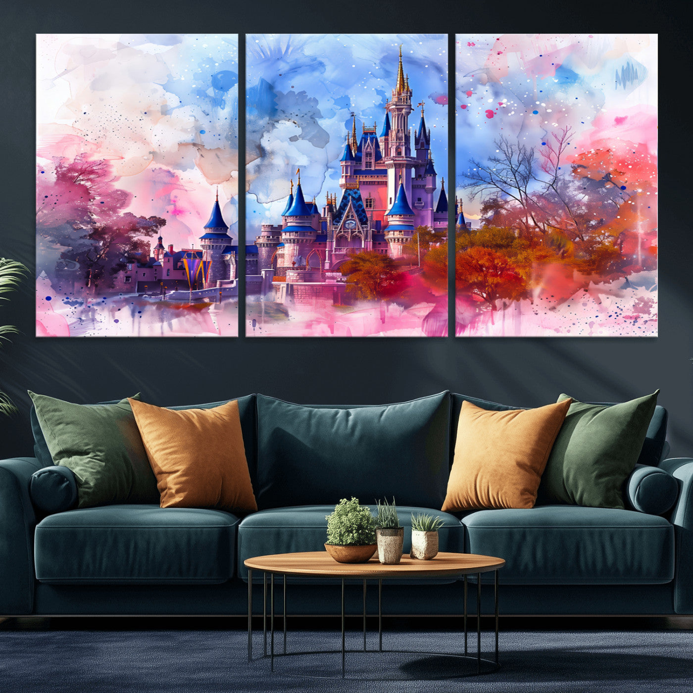 MGV-CV-60X30-3P - Disney Wall Art: Dreamy Watercolor Cinderella Castle Canvas Print