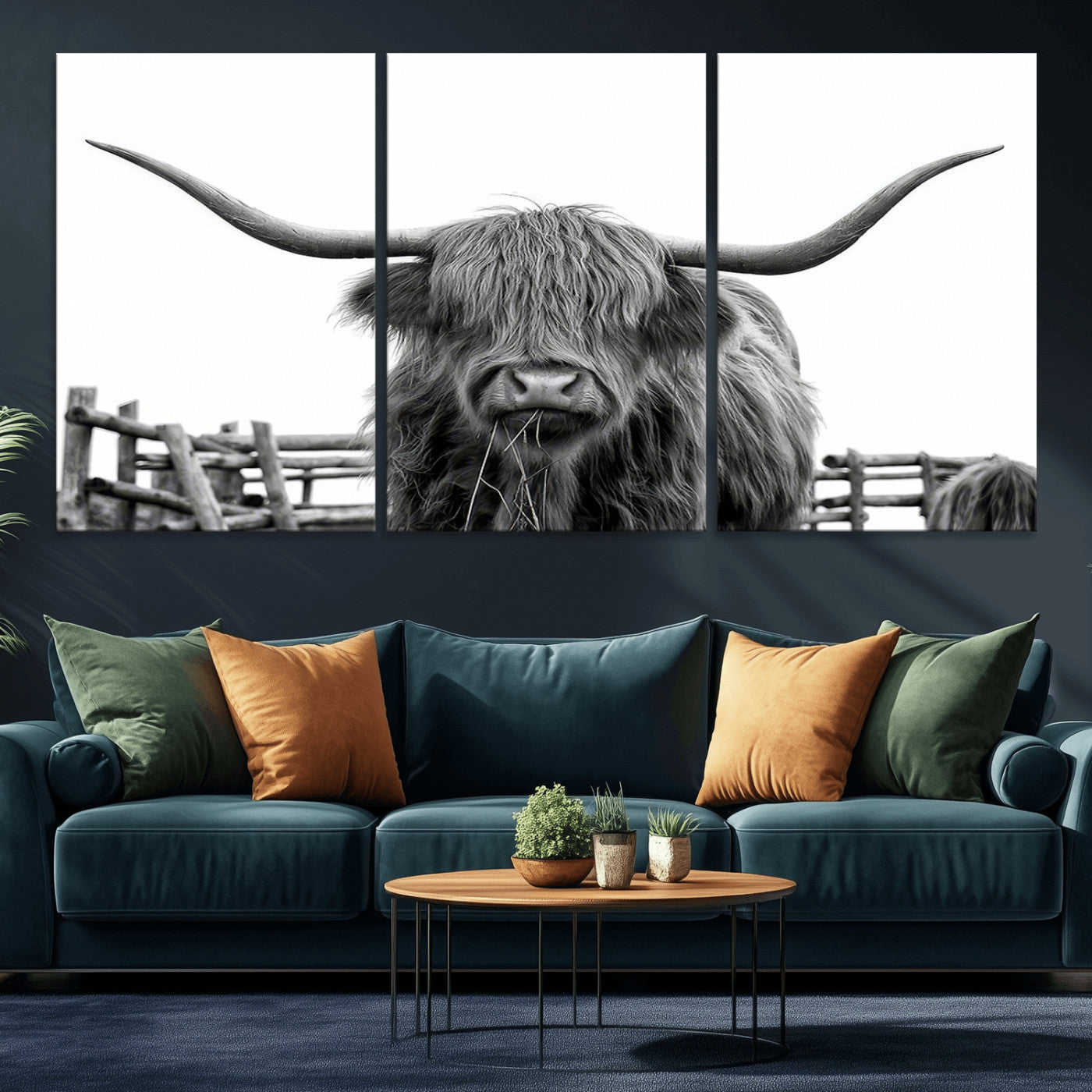 MGV-CV-60X30-3P - Longhorn Canvas Print, Bighorn Cow Wall Art Canvas Print
