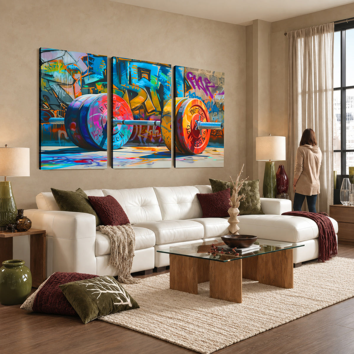 70871-MGV-CV-36X24 - Fitness Gym Barbell Graffiti Wall Art Canvas Print