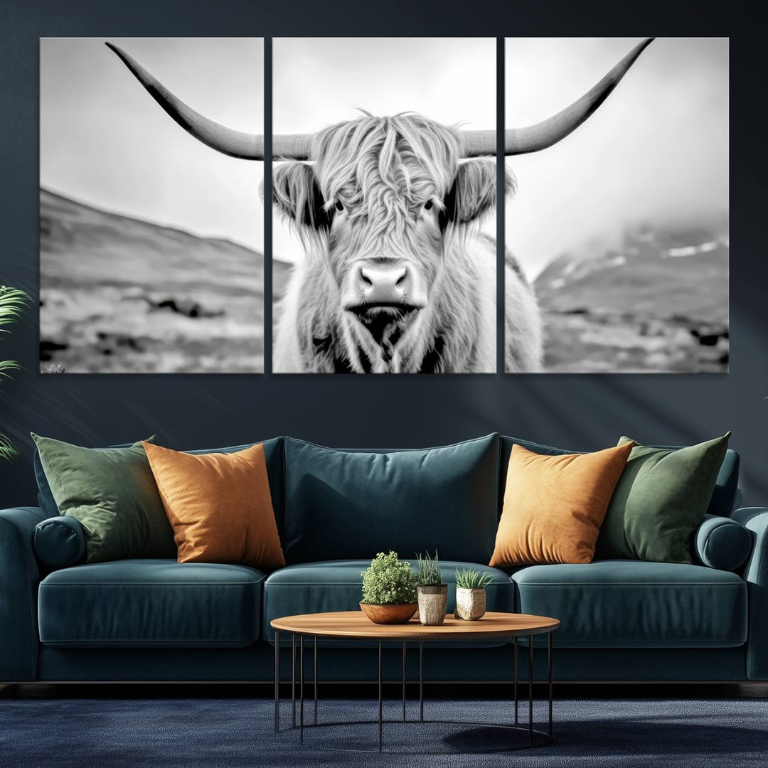 The Scottish Cow Wall Art Canvas Print is displayed prominently.