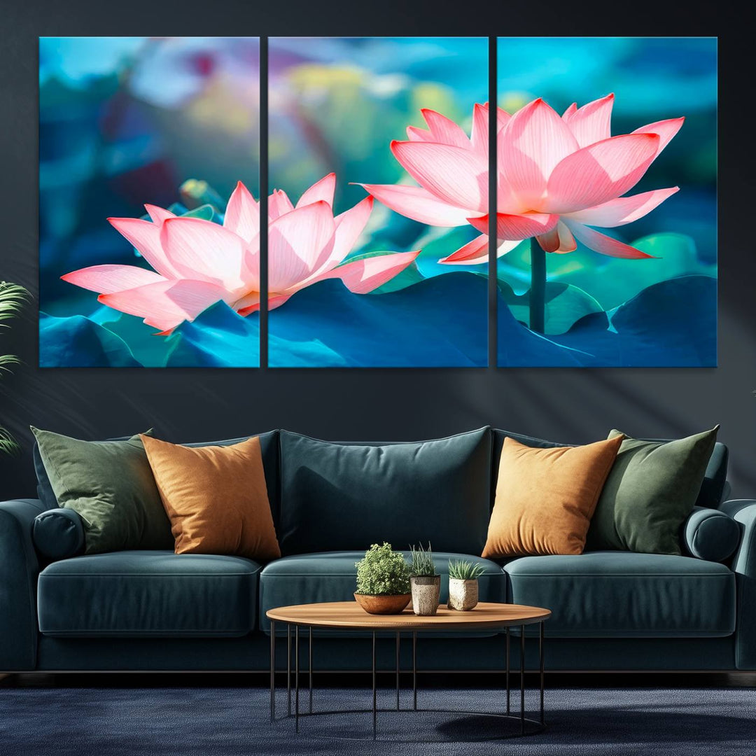 Pink Lotus Flower Canvas wall art.