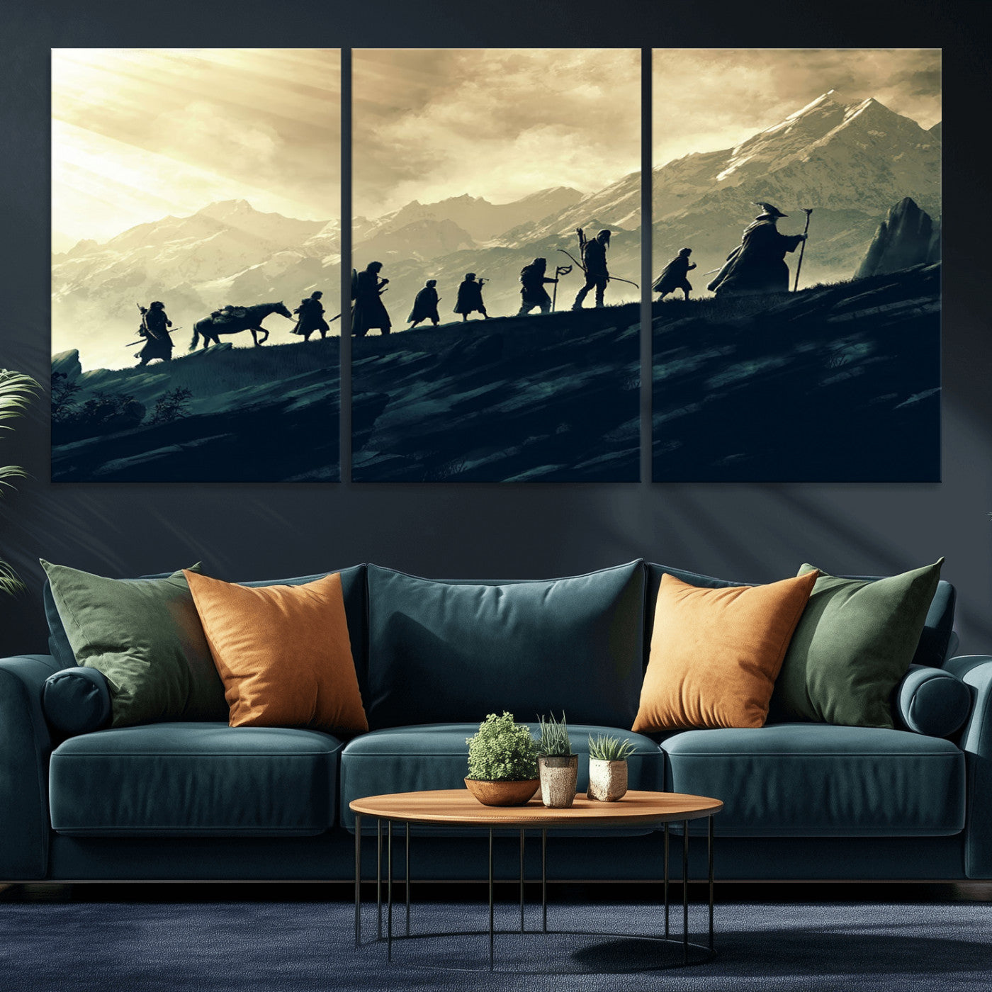 41574-MGV-CV-36X24-Lord of the Rings Silhouette Wall Art Capturing the Epic Quest Through Middle-Earth - The