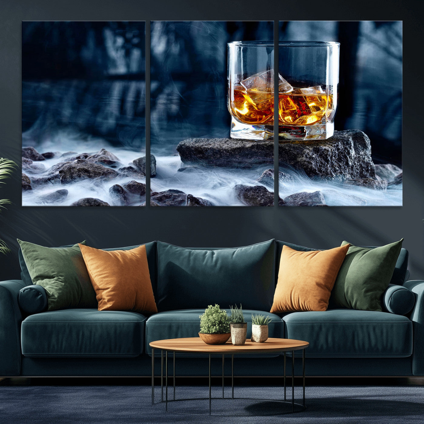 MGV-CV-60X30-3P - Whiskey Ice Wall Art Canvas Print