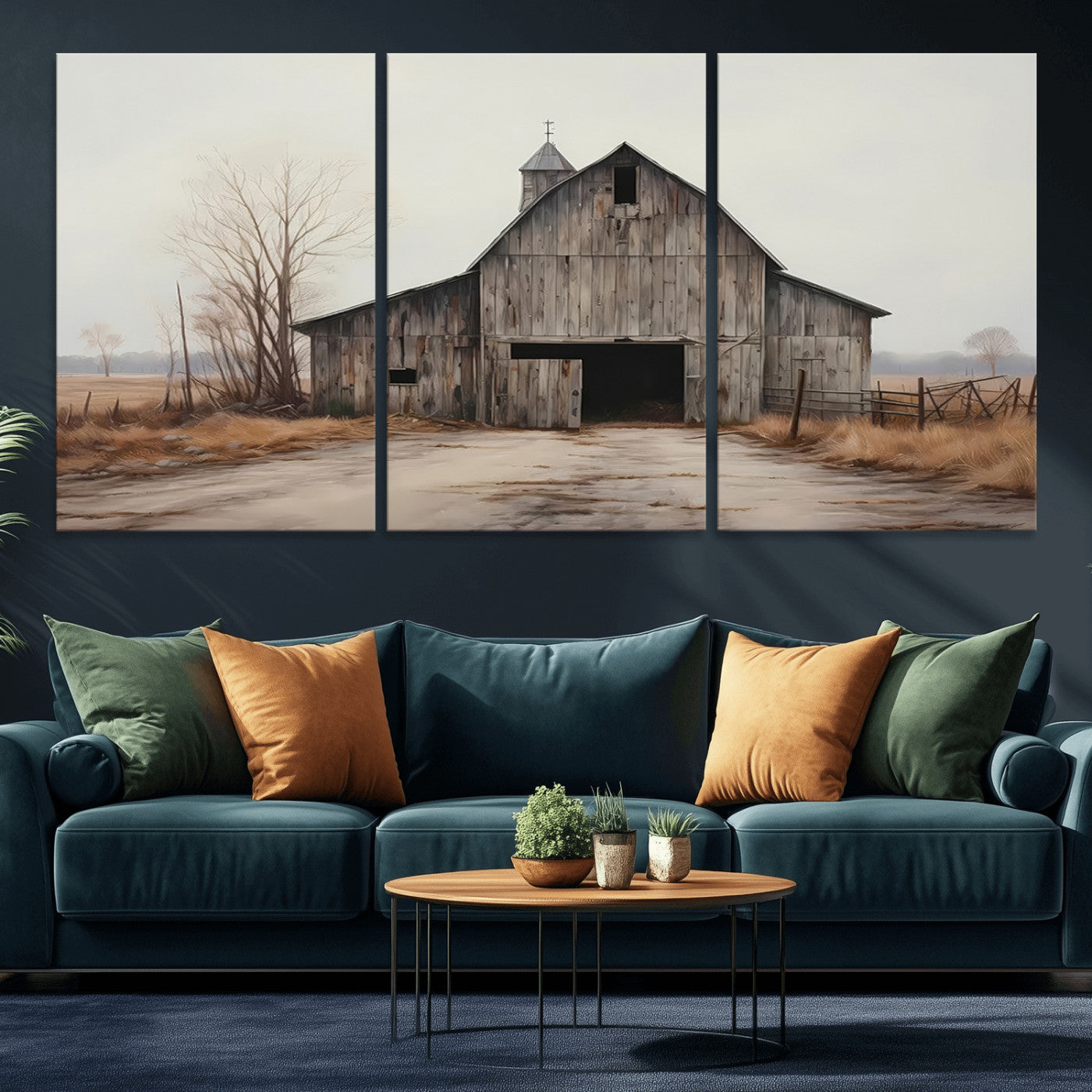 MGV-CV-60X30-3P - Farmhouse Rustic Barn Wall Art Canvas Print – Framed and Ready to Hang – Perfect Addition to Farmhouse Wall Décor