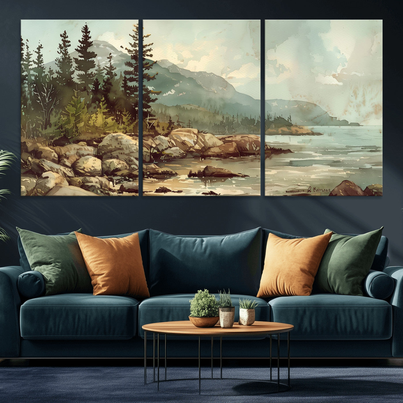 MGV-CV-60X30-3P - Abstract Acadia National Park Wall Art Canvas Print - Stunning 3-Panel Wall Art Canvas Print, Framed, Ready to Hang