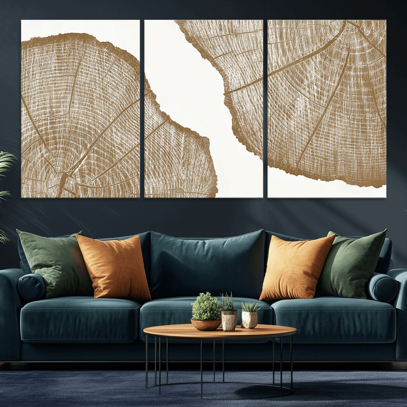 -Rustic Brown Tree Ring Wall Art Canvas Print – Framed and Ready to Hang – Elegant Nature-Inspired