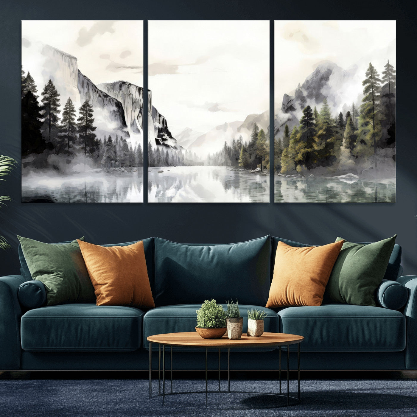 MGV-CV-60X30-3P - Yosemite Valley Wall Art Canvas Print – Framed and Ready to Hang – Majestic Nature Landscape Décor