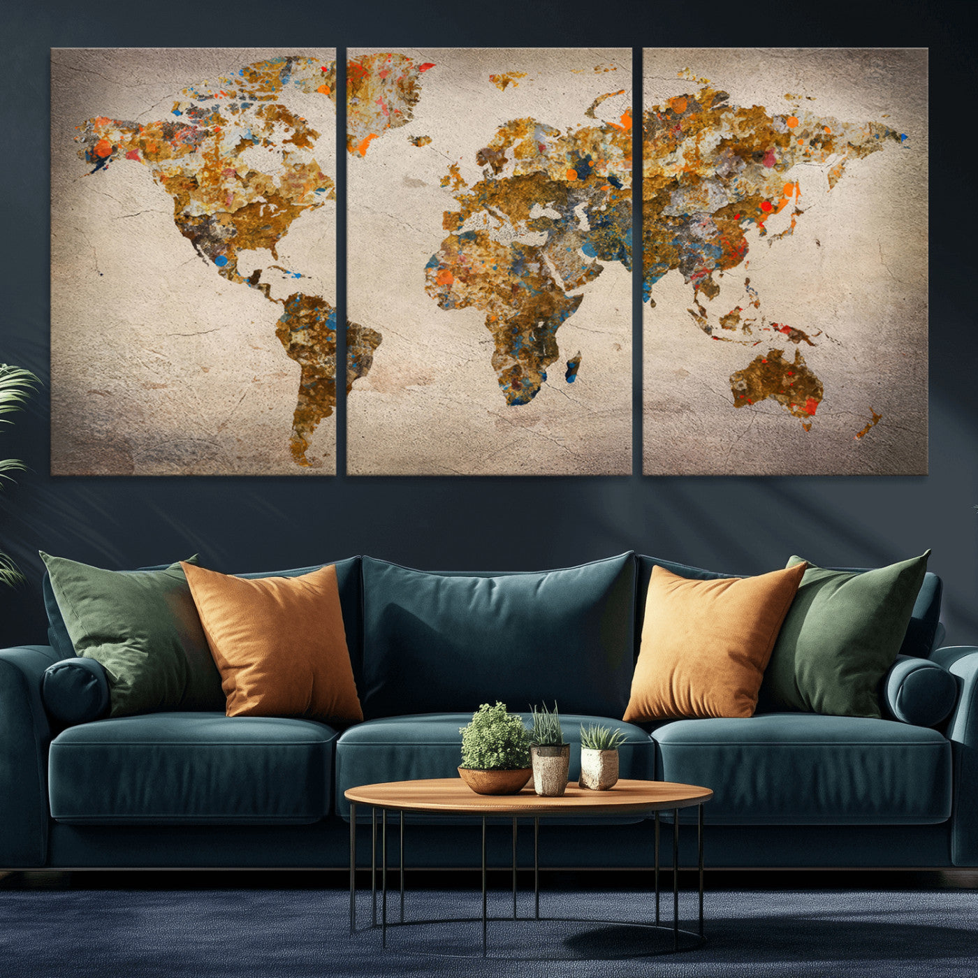 MGV-CV-60X30-3P - Push Pin World Map Canvas Print – Framed Wall Art for Couples to Track Their Travels – Anniversary