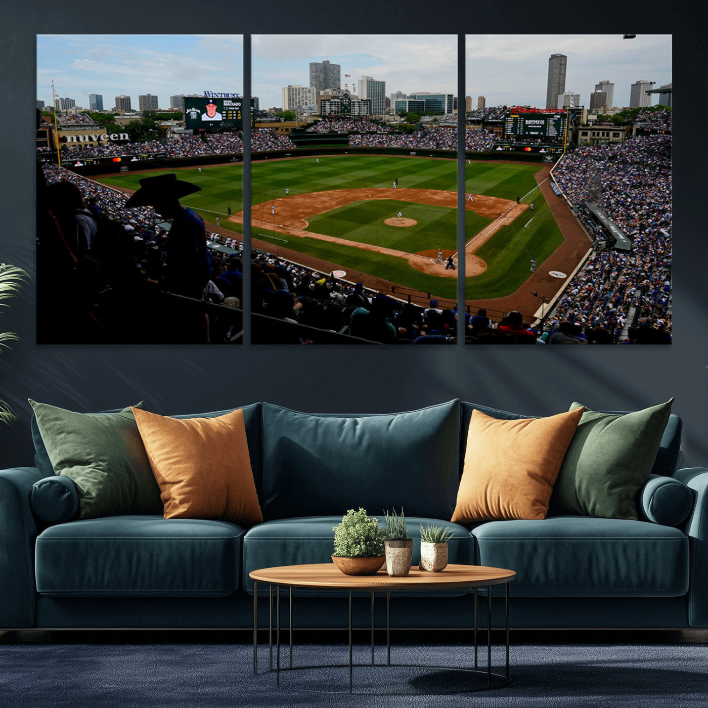 MGV-CV-60X30-3P - Chicago Cubs Baseball Team Print - Wrigley Field Stadium Wall Art Canvas Print