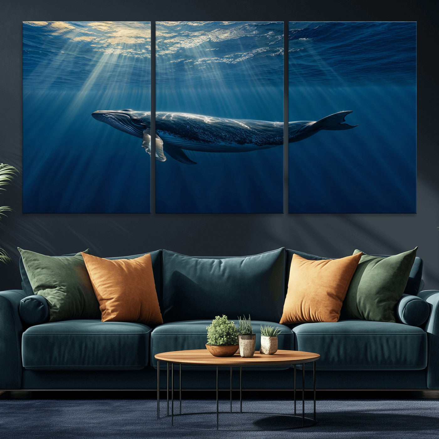 -Whale under Ocean Wall Art Canvas Print