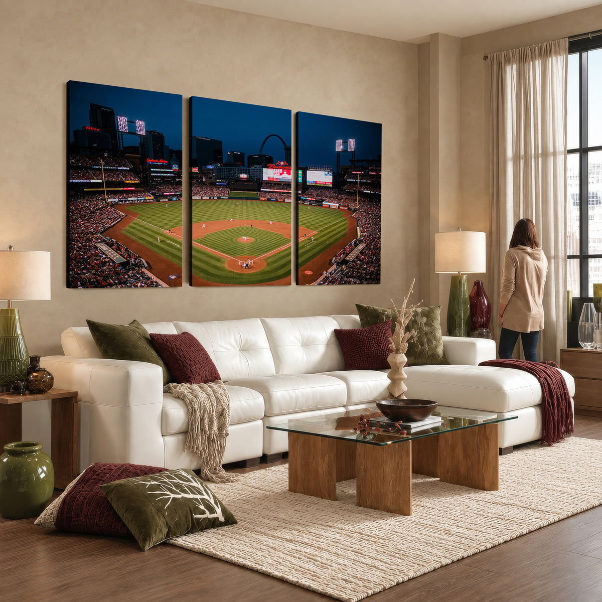 38612-MGV-CV-36X24 - St. Louis Cardinals Baseball Team Print - Busch Stadium Wall Art