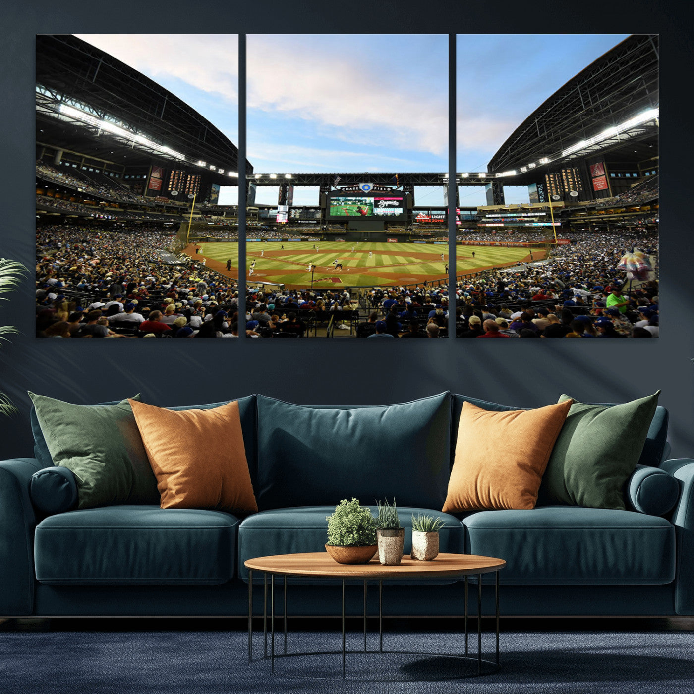 MGV-CV-60X30-3P - Arizona Diamondbacks Baseball Team Print - Phoenix Chase Field Stadium Wall Art Canvas Print