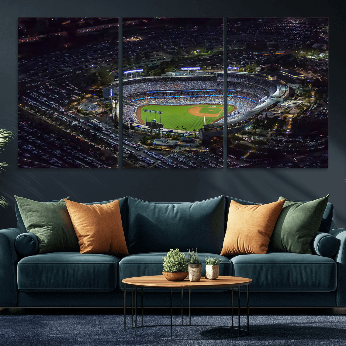 MGV-CV-60X30-3P - Los Angeles Dodgers Baseball Team Print - California Dodger Stadium Wall Art Canvas Print