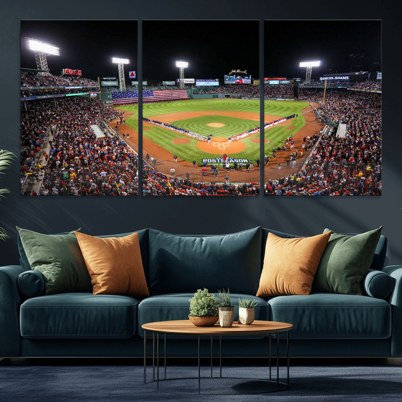 MGV-CV-60X30-3P - Fenway Park Wall Art Canvas Print | Large Baseball Stadium Canvas Print for Boston Red Sox Fans | Framed Ready-to-Hang Boston Sports Decor Artwork