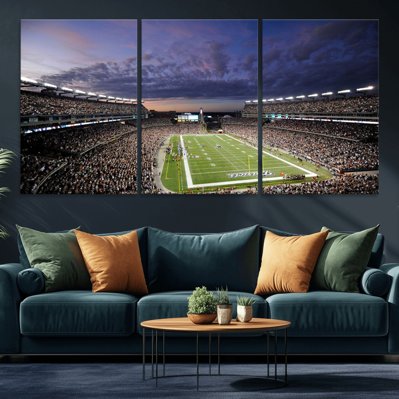 MGV-CV-60X30-3P - New England Patriots Football Team Print - Foxborough Gillette Stadium Wall Art Canvas Print