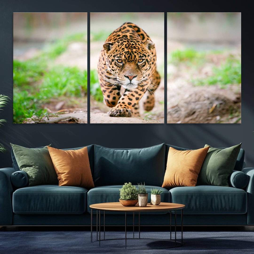 Leopard on the Prowl is a large canvas showcasing a captivating scene.