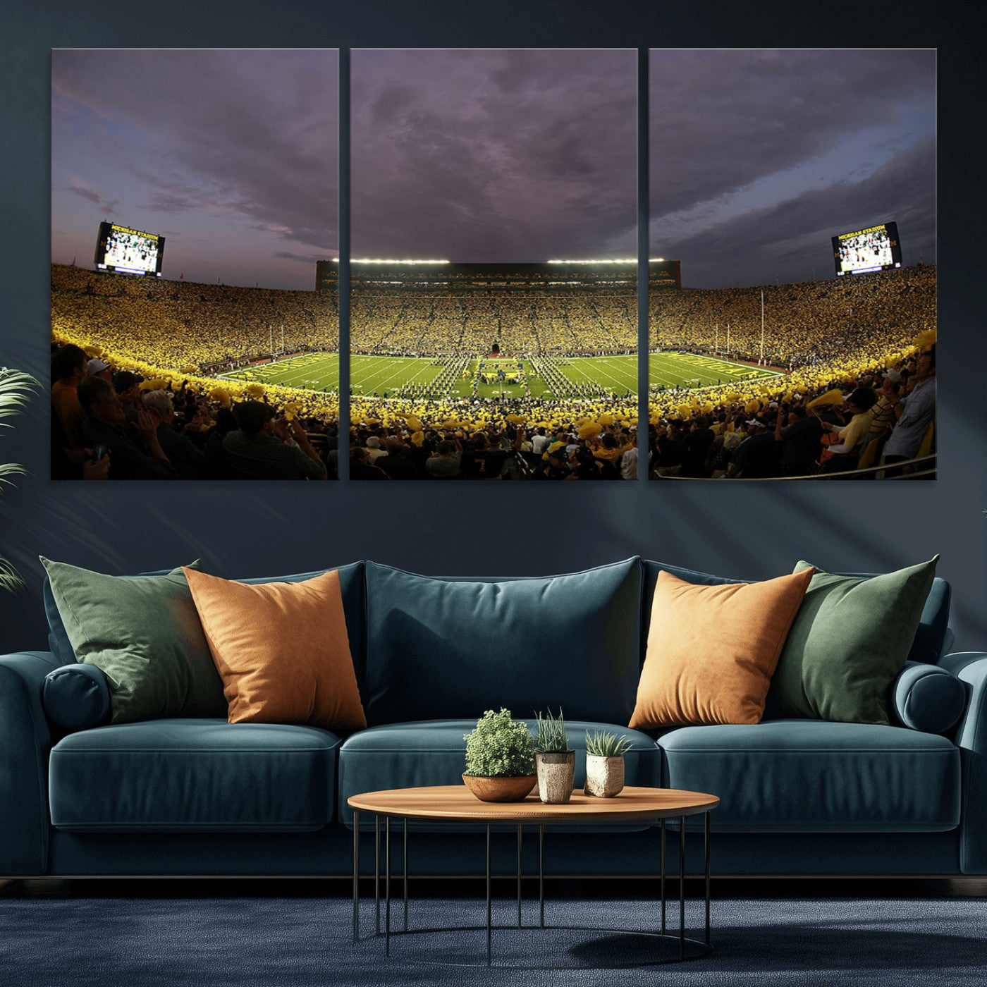 MGV-CV-60X30-3P - Michigan Wolverines Football Team Print - Michigan Stadium Wall Art Canvas Print