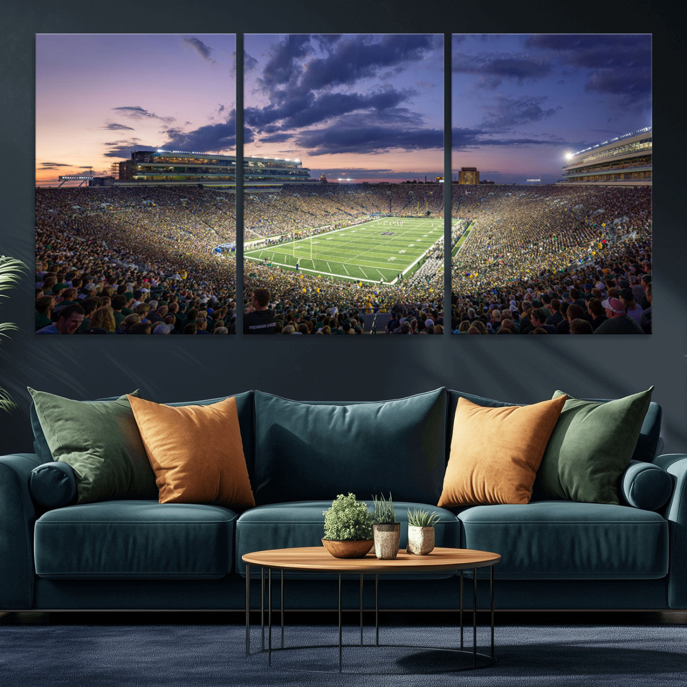 MGV-CV-60X30-3P - Notre Dame Fighting Irish Football Team Print - Notre Dame Stadium Wall Art Canvas Print