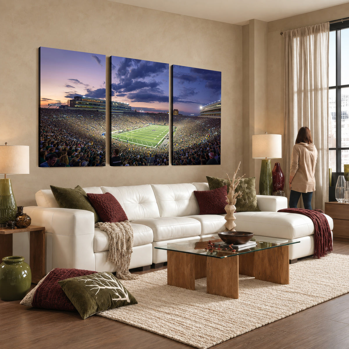 50825-MGV-CV-36X24 - Notre Dame Fighting Irish Football Team Print, Notre Dame Stadium Wall Art Canvas Print