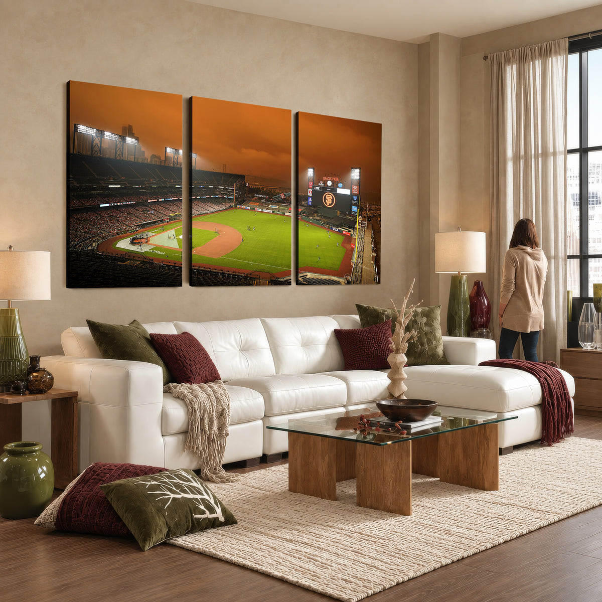 31315-MGV-CV-36X24 - San Francisco Giants Baseball Team Print, Oracle Park Stadium Wall Art Canvas Print