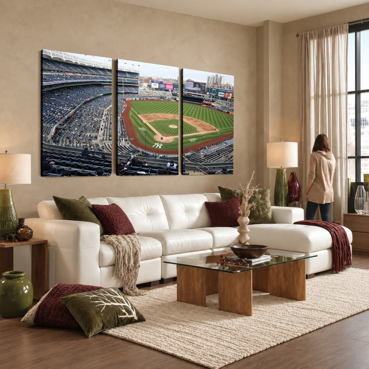 45784-MGV-CV-36X24 - New York Yankees Baseball Team Print, Yankee Stadium Wall Art Canvas Print