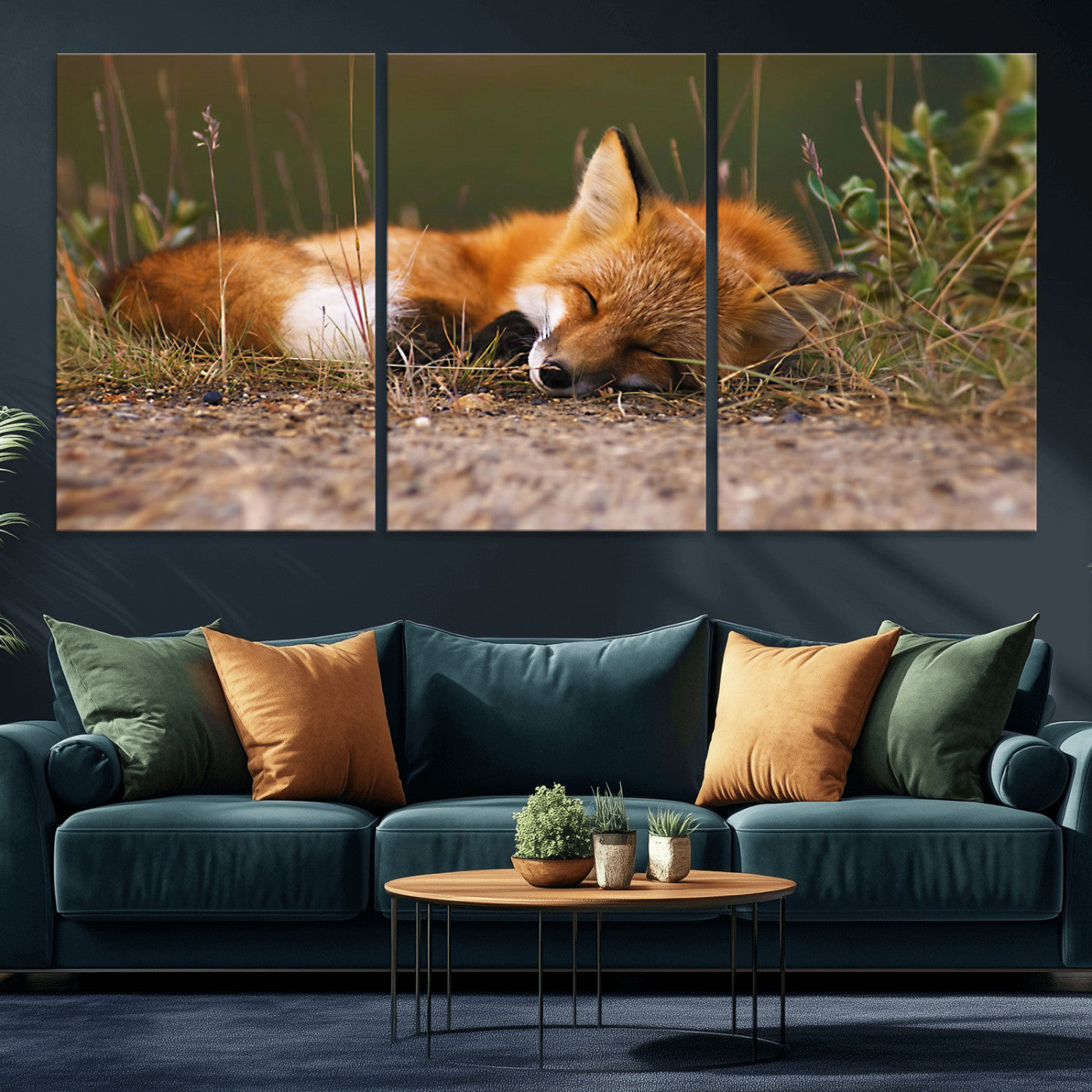 -Sleeping Fox Wall Art Canvas Print, Farmhouse Wall Decor and Animal Wall Art Print