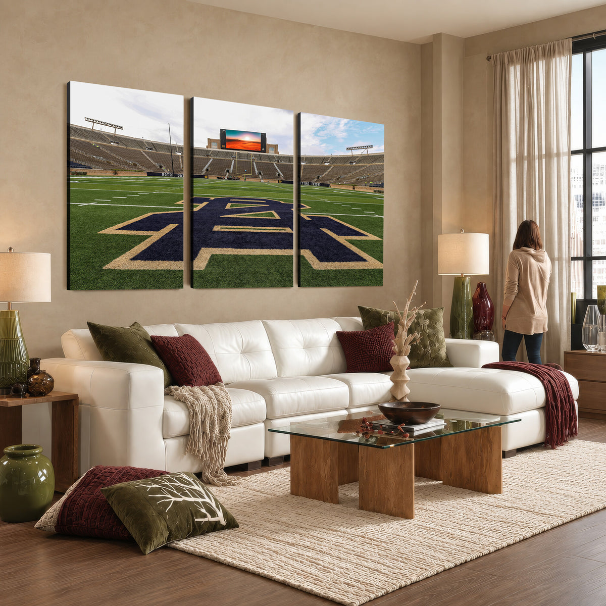 52835-MGV-CV-36X24 - Notre Dame Stadium Giclee Canvas Print | Triptych Wall Art Featuring Iconic Notre Dame Football