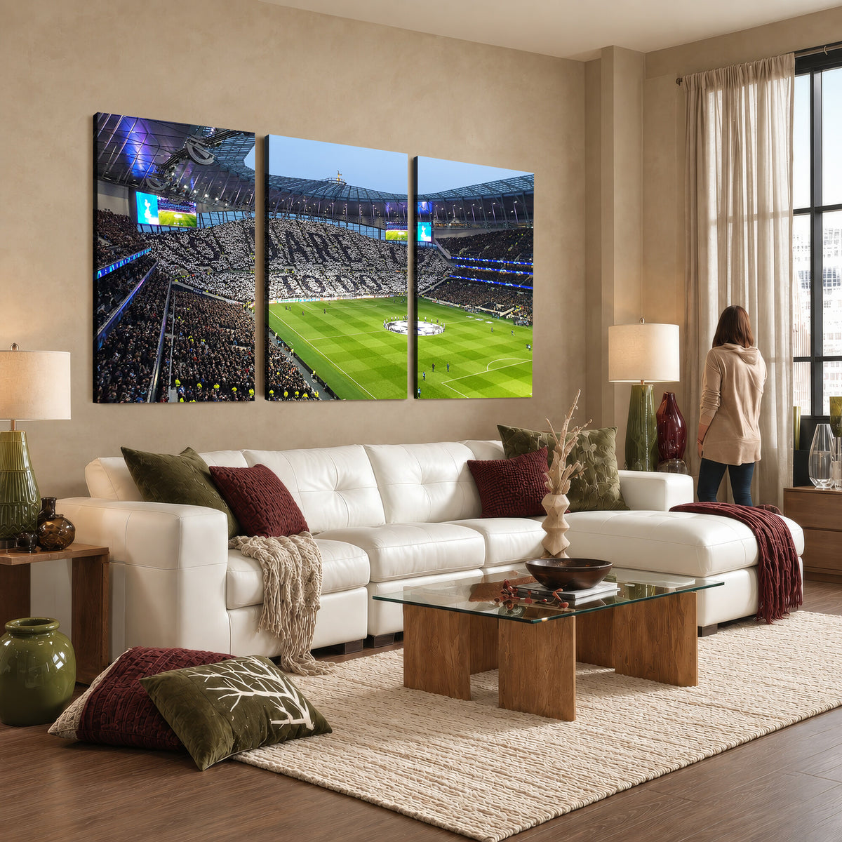 38765-MGV-CV-36X24 - Tottenham Hotspur Stadium Canvas Print, Match Day Triple Canvas Wall Art
