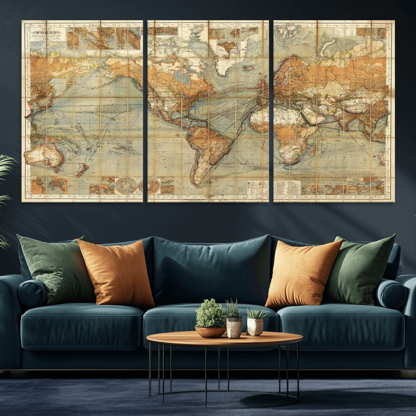MGV-CV-60X30-3P - Push Pin World Map Canvas Print – Framed Wall Art for Couples to Track Their Travels – Anniversary