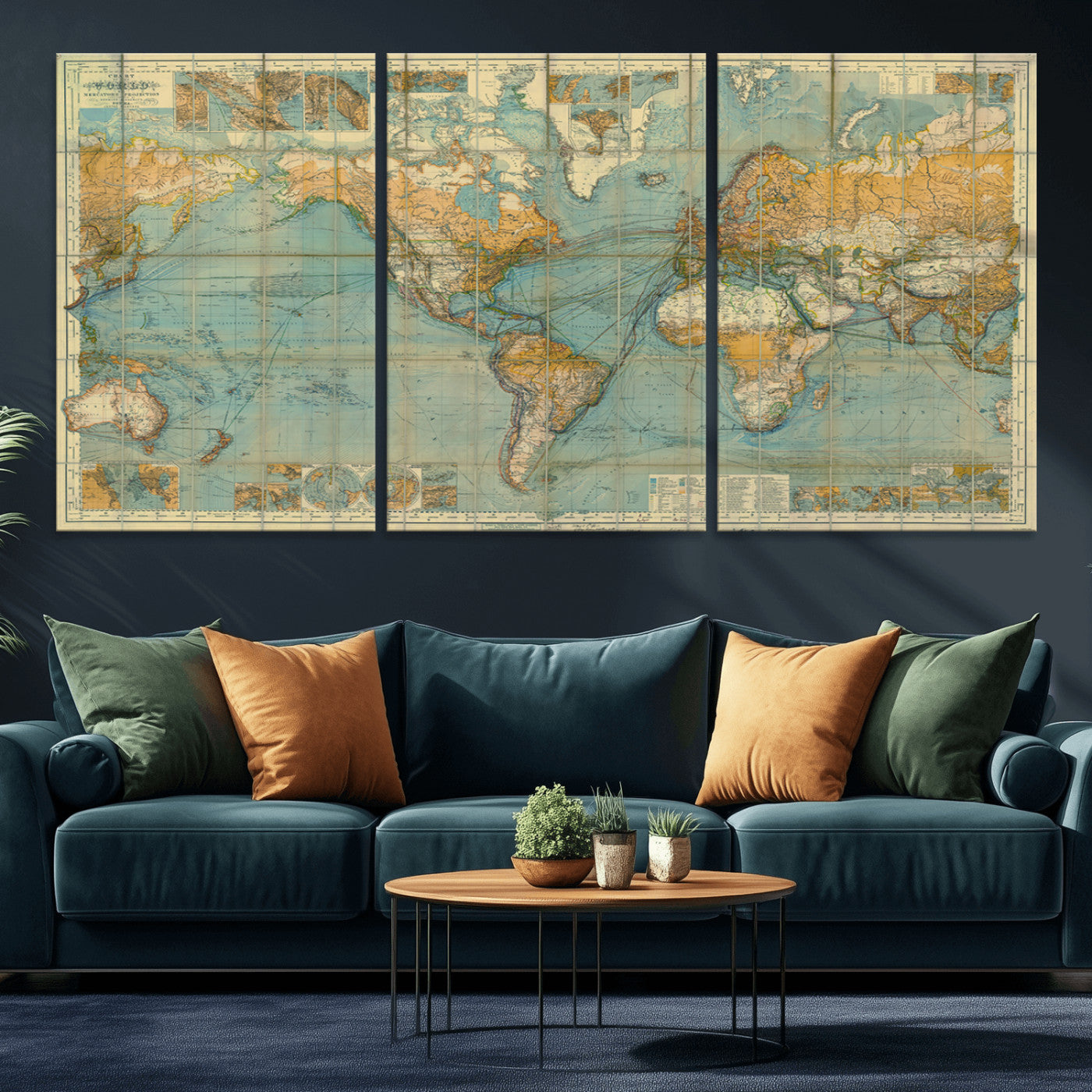 MGV-CV-60X30-3P - Push Pin World Map Canvas Print – Framed Wall Art for Couples to Track Their Travels – Anniversary