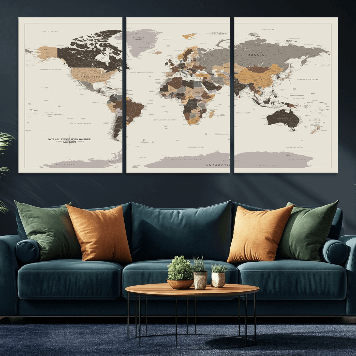 MGV-CV-60X30-3P - Push Pin World Map Canvas Print – Framed Wall Art for Couples to Track Their Travels – Anniversary