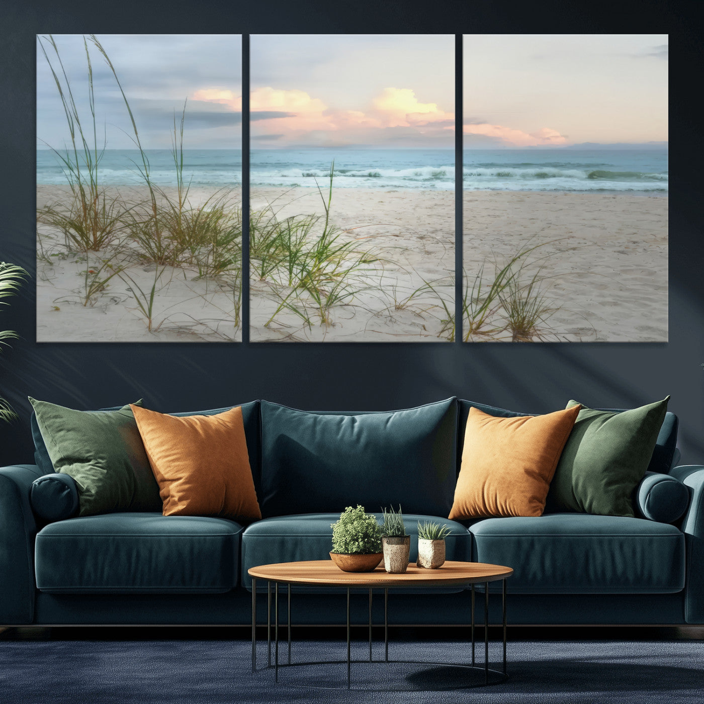 MGV-CV-60X30-3P - Flight Over Coastal Beach Landscape, Flight Over Coastal Beach Print Canvas Wall Art