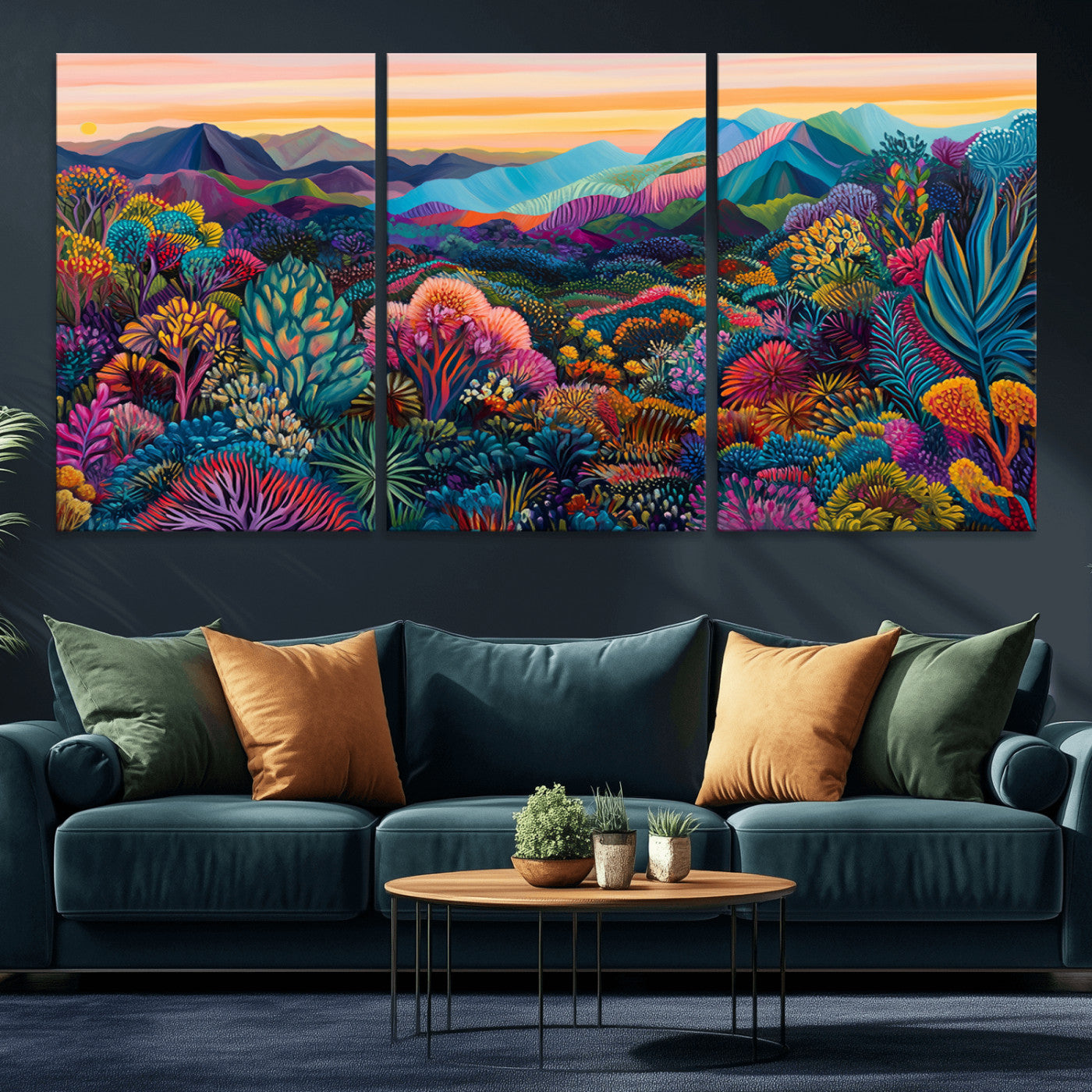 MGV-CV-60X30-3P - Colorful Abstract Landscape Wall Art Print Canvas - Vibrant Modern Decor for Living Room, Office, or