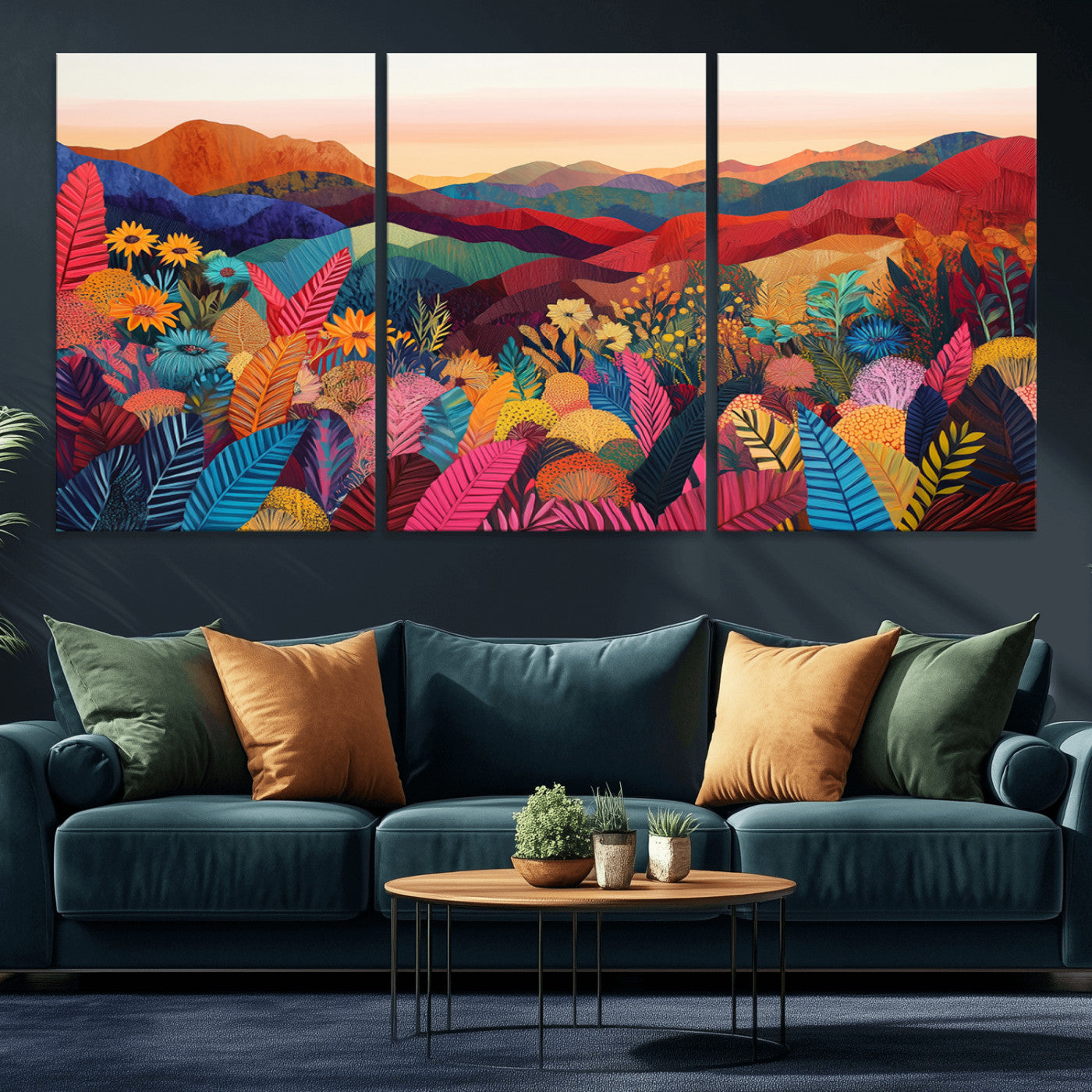 MGV-CV-60X30-3P - YAYOI KUSAMA Abstract Print - Landscape Canvas Wall Art Print - Vibrant Modern Decor for Living
