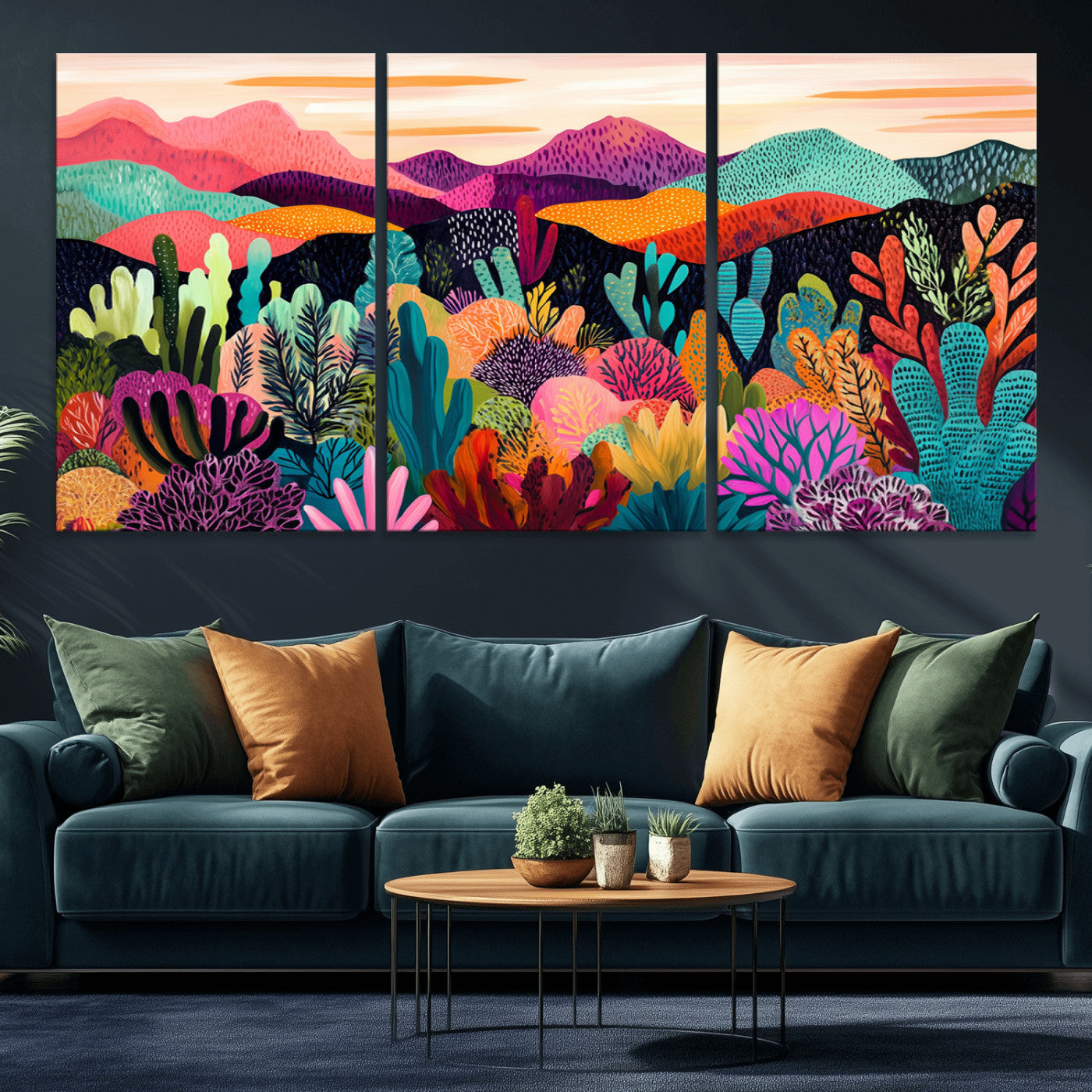 MGV-CV-60X30-3P - Abstract Kusama Print - Landscape Canvas Wall Art Print - Vibrant Modern Decor for Living Room,