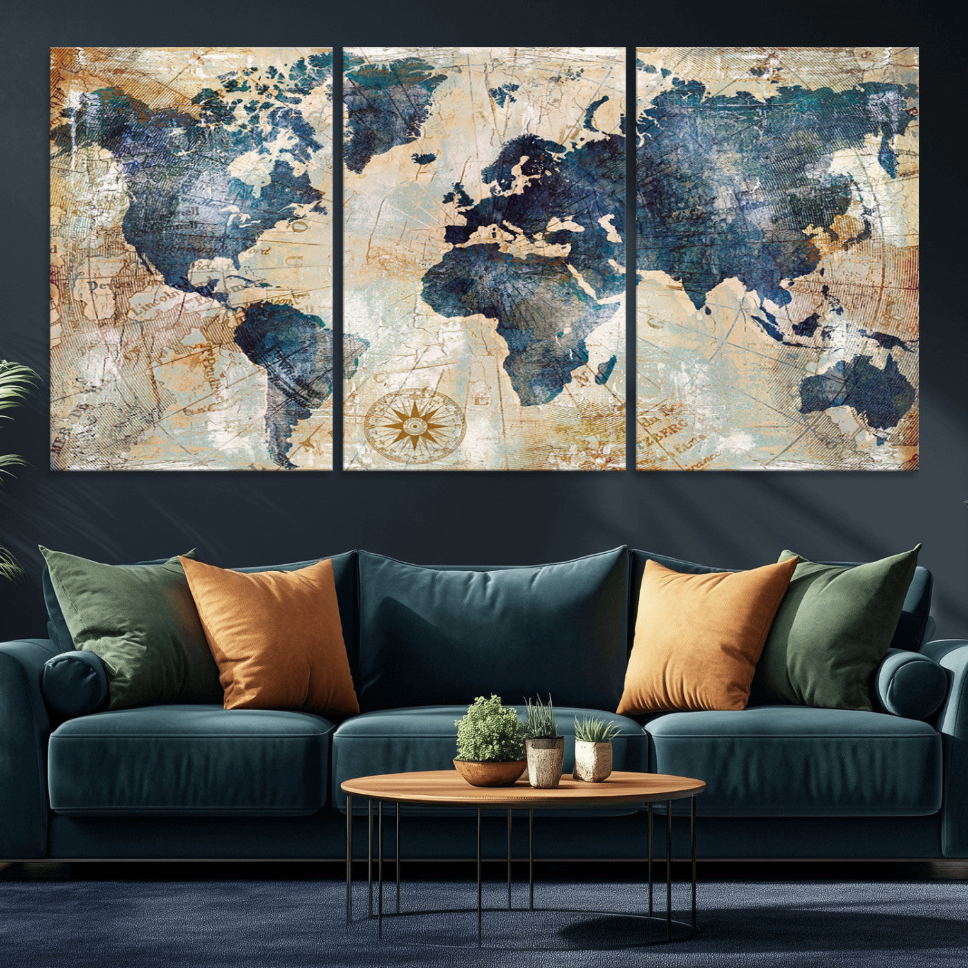 MGV-CV-60X30-3P - Push Pin World Map Canvas Print – Framed Wall Art for Couples to Track Their Travels – Anniversary