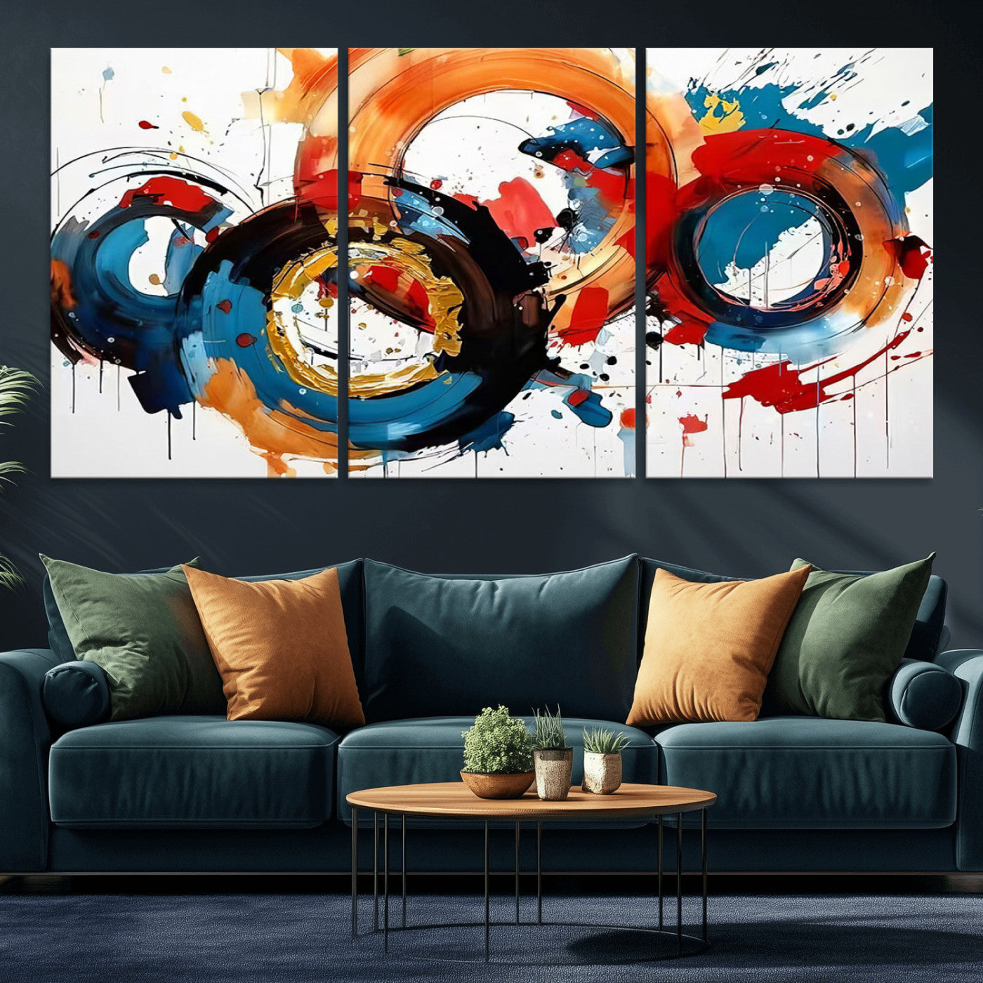 MGV-CV-60X30-3P - Abstract Wall Art, Rings Wall Art Canvas Print
