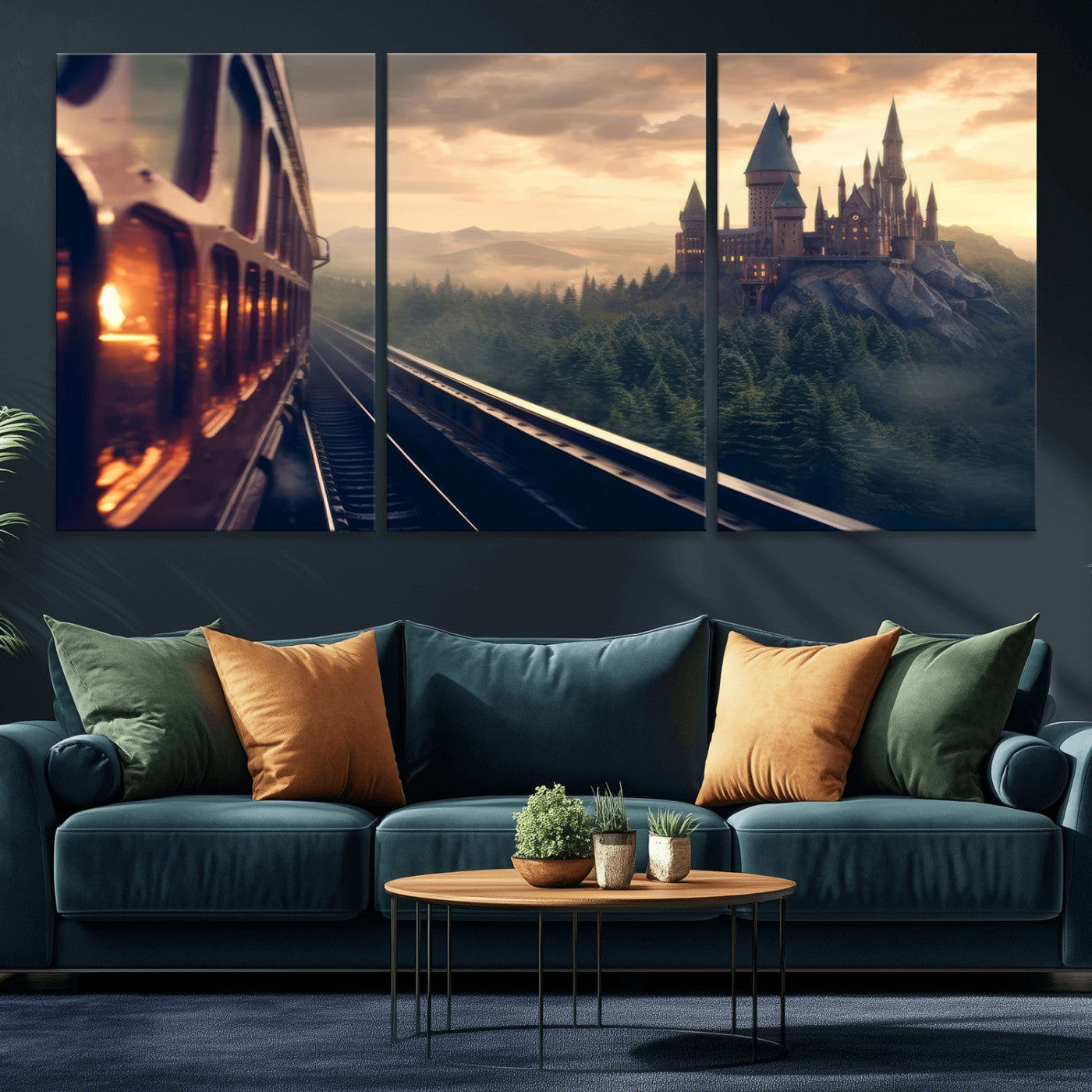 MGV-CV-60X30-3P - Harry Castle Wall Art Canvas Print, Wizard School Wall Art Print, Movie Wall Art Print