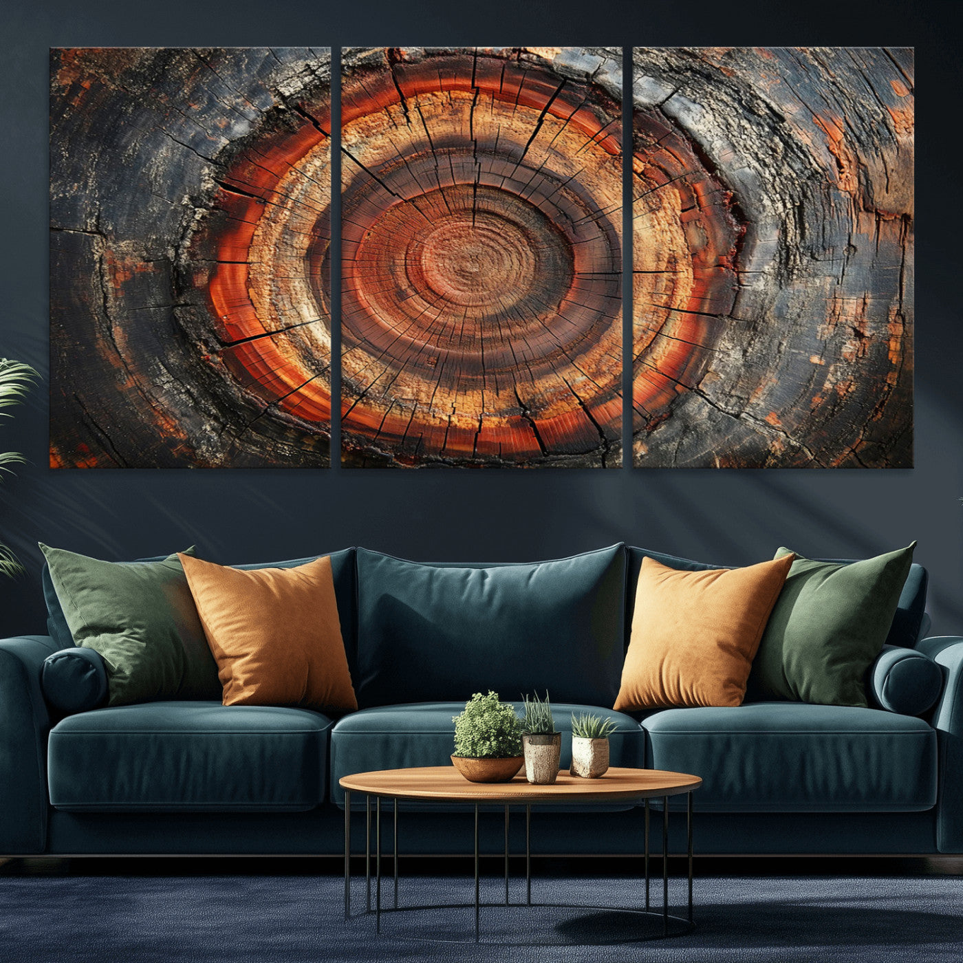 MGV-CV-60X30-3P - Wood Grain Canvas Wall Art - Framed Abstract Tree Ring Framed Wall Art, Wood Grain Canvas Wall
